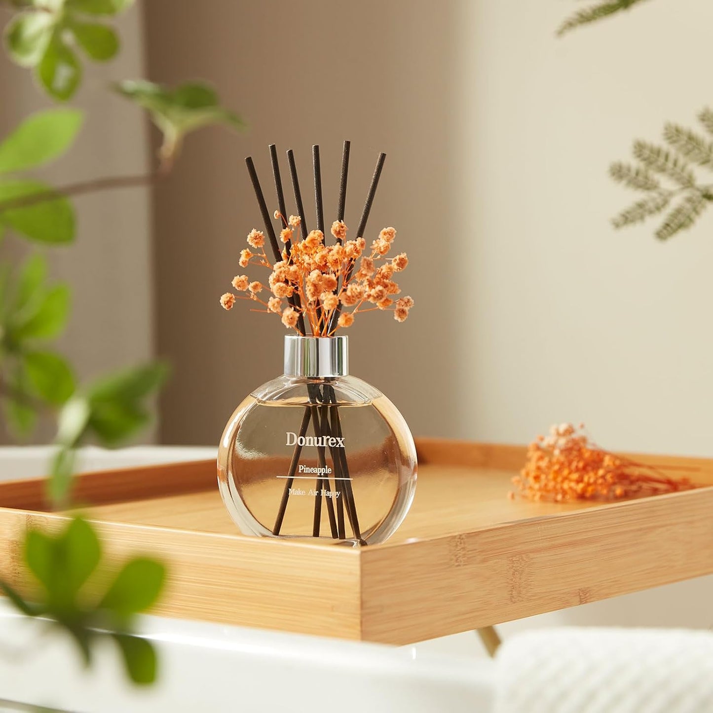 Flower Reed Diffuser Set 5.07oz Satin Rose Scent Diffuser with Sticks Home Fragrance Reed Diffuser for Bathroom Shelf Decor