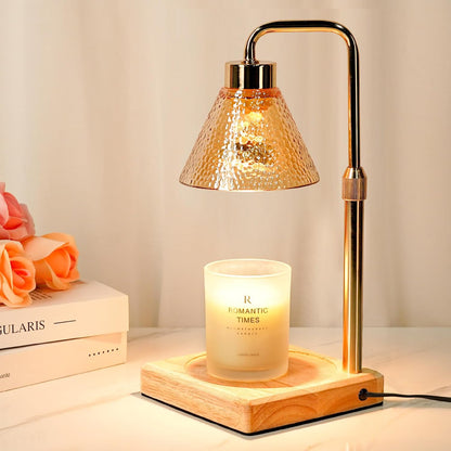 Candle Warmer Lamp Wood with Timer, Dimmable Electric Candle Lamp Warmer for Jar Candles, 2*35 Watt Bulb, Mothers Day Birthday Gifts for Women Men, Decorative Wooden Candle Lamp for Bedroom Home Decor