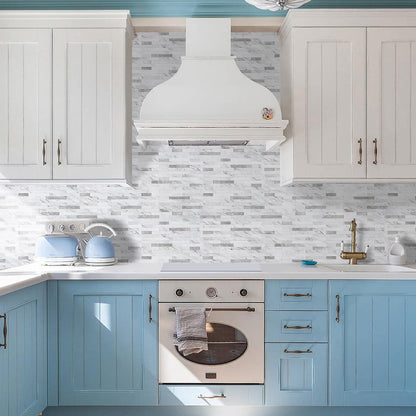 STICKGOO Peel and Stick Backsplash Tile, Stick on Backsplash for Kitchen and Bathroom, Volakas White Look PVC Mixed Metal Silver Self Adhesive Wall Tiles(Sample)