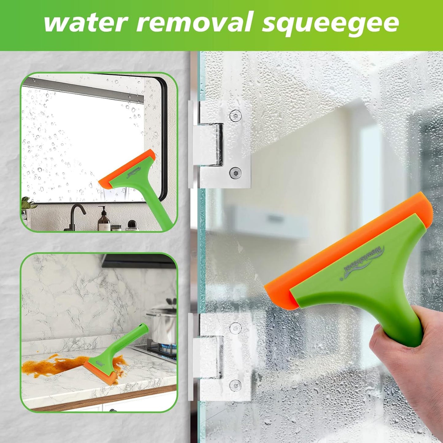 NEWISHTOOL Bathroom Shower Squeegee 5.9 Inch Soft Silicone Blade Squeegee for Shower Glass Door Mirrors Car Windshield, Kitchen Squeegee Countertops Cleaning and Water Removal Scraper w/Hanging Hole