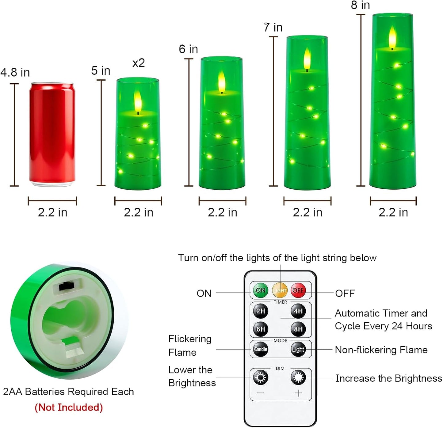 Raycare Flameless Candle with Remote Timer, 3 Flickering Acrylic Battery Operated LED Pillar Candles with Embedded Star String for Christmas, Wedding, Home Table Decor, and as a Gift (Ivory White)