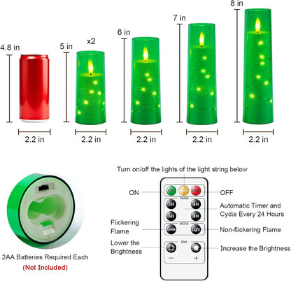 Raycare Flameless Candle with Remote Timer, 3 Flickering Acrylic Battery Operated LED Pillar Candles with Embedded Star String for Christmas, Wedding, Home Table Decor, and as a Gift (Ivory White)