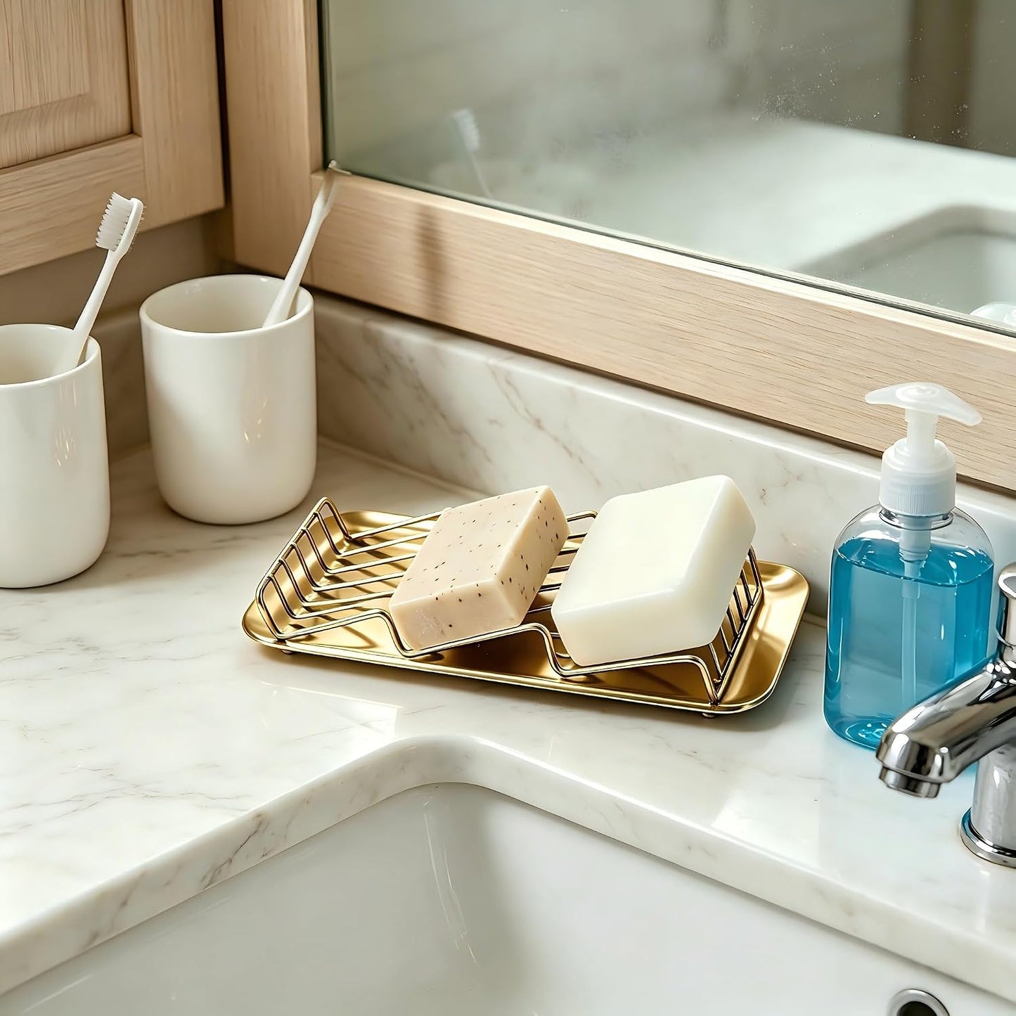 304 Stainless Steel 3 Bar Soap Dish, Self Draining Shampoo Bar Holder for Solid Shampoo & Conditioner Bars, Corner Soap Holder Tray for Shower Bathroom