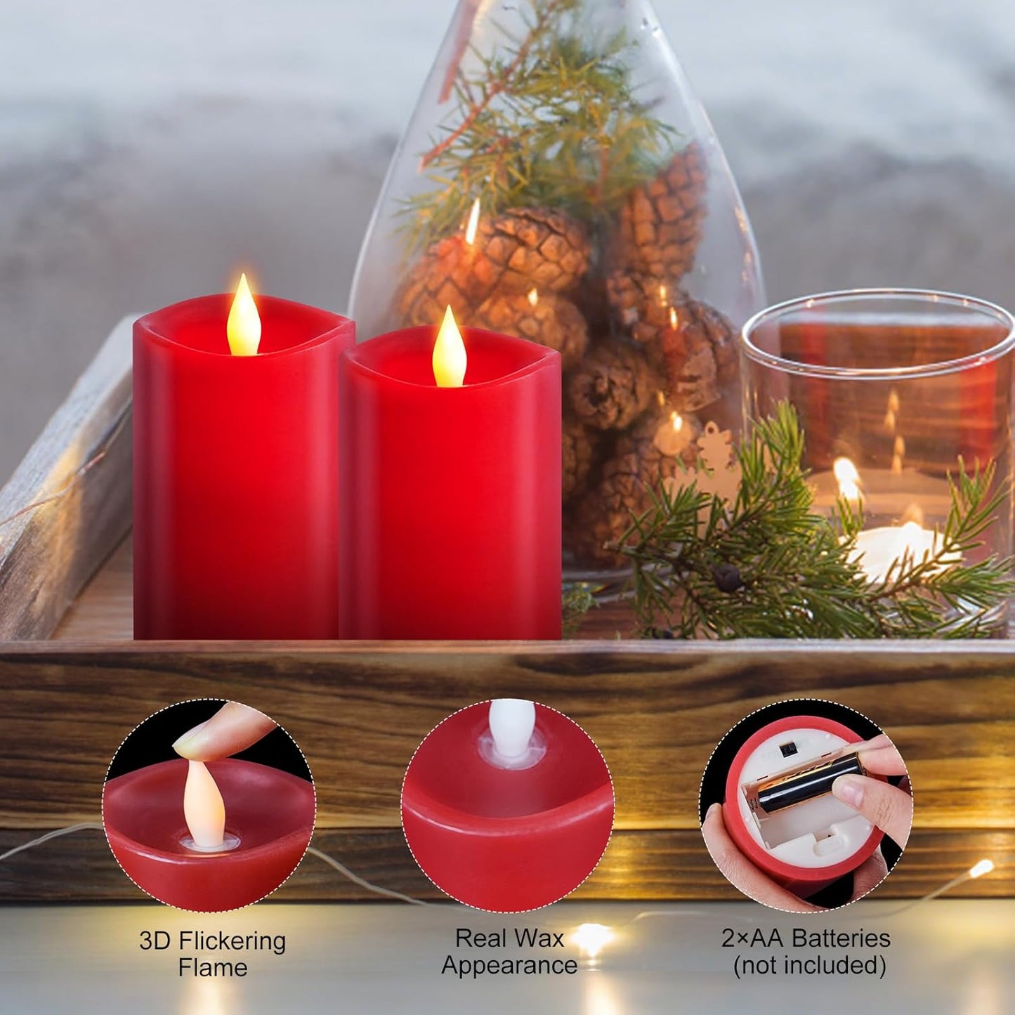 3x4 Flickering Flameless Candles Set of 3,Real Wax Pillar LED Candles,with Timer,4 inch Flameless Candles with Remote,for Party Wedding Holiday Home Decor,Ivory