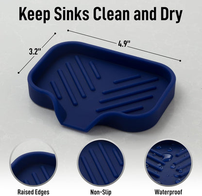 Zulay Kitchen (9x3.5in) Sponge Holder for Kitchen Sink - Flexible Heavy-Duty Multipurpose Sink Caddy - Counter Organizer for Kitchen, Bathroom, Makeup, Trinkets & More! (Grey)
