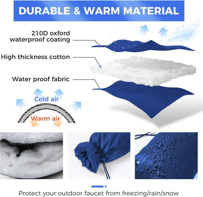 Outdoor Faucet Covers for Winter Freeze Protection, 4 Pack 5.9" x 8.3" Blue Hose Bib Covers for Winter, Water Spigot Covers Winter Insulated, Insulation Cover Socks Faucet Freeze Protector