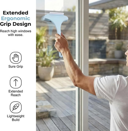 2 in 1 Window Squeegee Cleaner Tool, Multifunctional Window Screen Cleaner Brush with Squeegee, 2026 New Window Cleaning Brush with Detachable Handle, Double Sided Wet & Dry Dual Use (White Green)