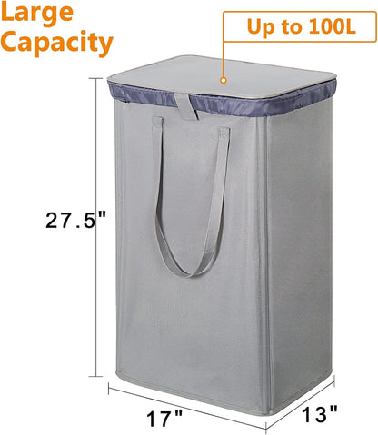 WOWLIVE 180L Laundry Hamper with Lid 3 Section,Large Laundry Basket with Removable Bags and Handles,Collapsible Dirty Clothes Hampers for Laundry,Laundry Basket Organizer for Laundry Room,Dorm,Beige
