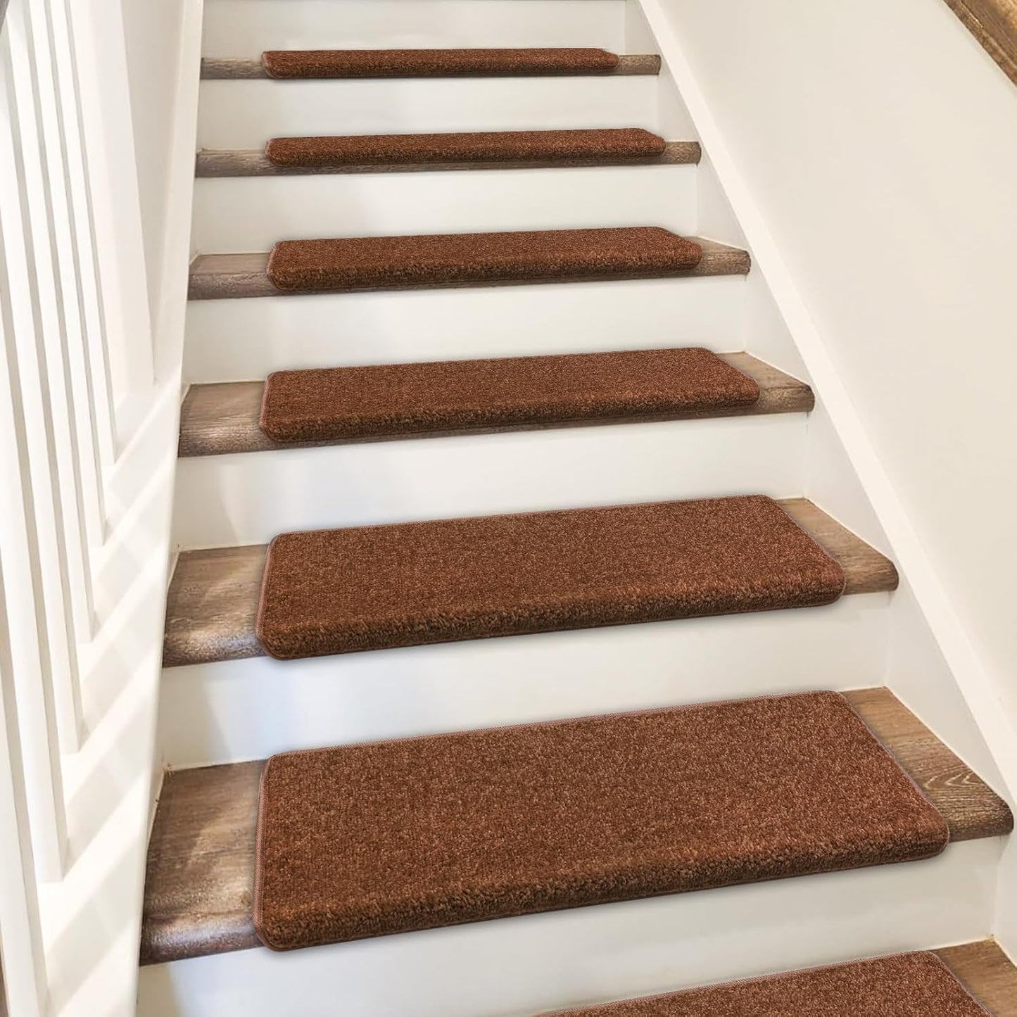 PURE ERA Carpet Stair Treads Tape Free Non Slip Indoor Stair Carpet Stair Protectors Pet-Friendly Non-Slip Skid Resistant Washable Reusable 8" x 30"(2 Pieces,Black)