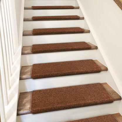 PURE ERA Carpet Stair Treads Tape Free Non Slip Indoor Stair Carpet Stair Protectors Pet-Friendly Non-Slip Skid Resistant Washable Reusable 8" x 30"(2 Pieces,Black)
