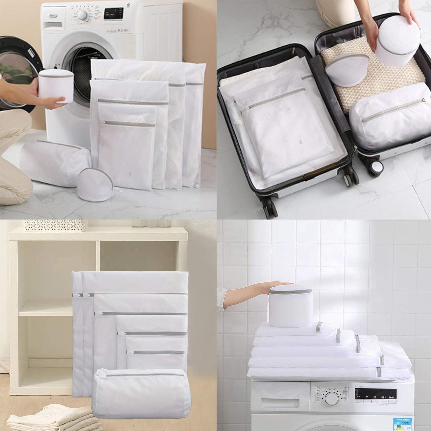 Mesh Laundry Bags - 9pcs Premium Zippered Fine Mesh Laundry Bags Set, Delicate & Lingerie Washing Organizer