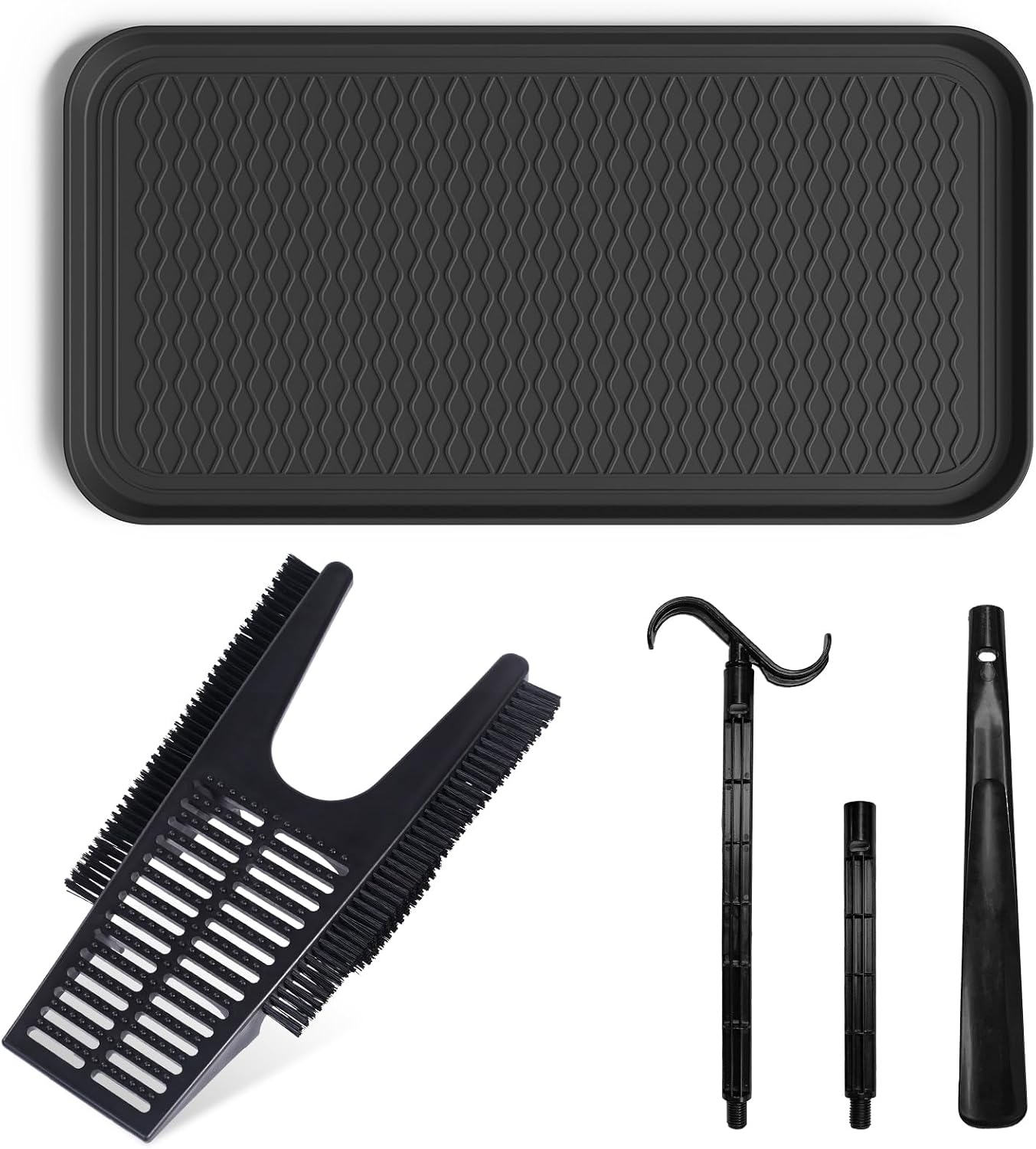Boot Trays for Entryway, Multifunctional Shoe Mat with Cleaning Brush, Boot Tray for Shoes Plants Pots Pet Bowls