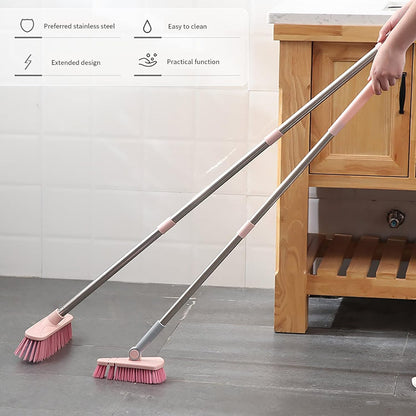 Scalable Cleaning Brush with Long Handle Floor Scrubbers Cleaning Supplies Scrub Brush with Long Handle Bathtub Scrubber for Pool Bathroom Bathtub Toilet Floor Kitchen Bathroom Cleaning Tools (Pink)