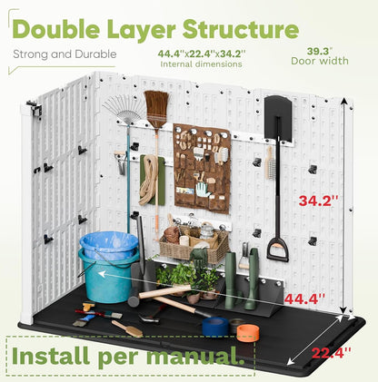 Devoko Outdoor Storage Cabinet 26 Cu Ft with Lockable Doors, Horizontal Storage Shed Waterproof Patio Tools Storage Box for Sofa Cushions, Gardening Tools and Accessories (Beige)