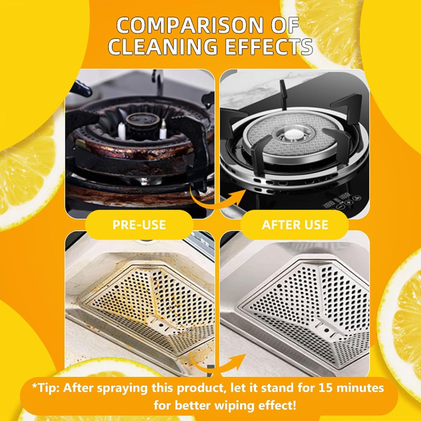 All Purpose Cleaner, Remove Stains Cleaning Spray, Lemon Breeze Scent Multipurpose Heavy Duty Degreaser, Kitchen Cleaning Supplies Removes Oil Stains On Microwave & Oven & Stove Top