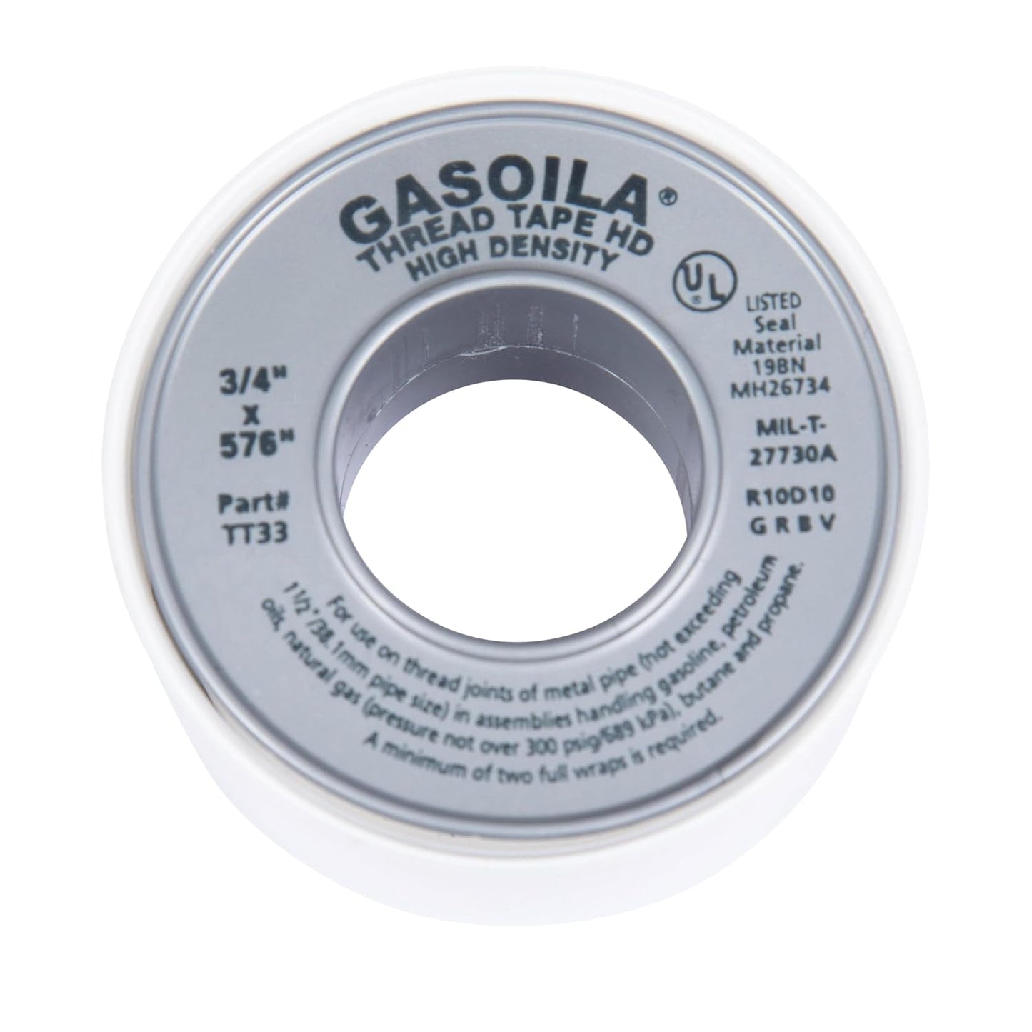 Gasoila PTFE Thread Seal Tape – Professional-Grade, 1/4 Inch x 260 Inch, High-Density Thread Tape for Plumbing, HVAC, Gas Lines, Water Pipes, and Air Compressors – Leak-Proof Seal, Non-Toxic