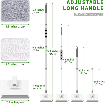 Baseboard Cleaner Tool with Handle, 55.9’’ Baseboard Cleaner with Extendable Handle, Wall Cleaner for Baseboard, Wall, Ceiling, with 4 Reusable Cleaning Pads