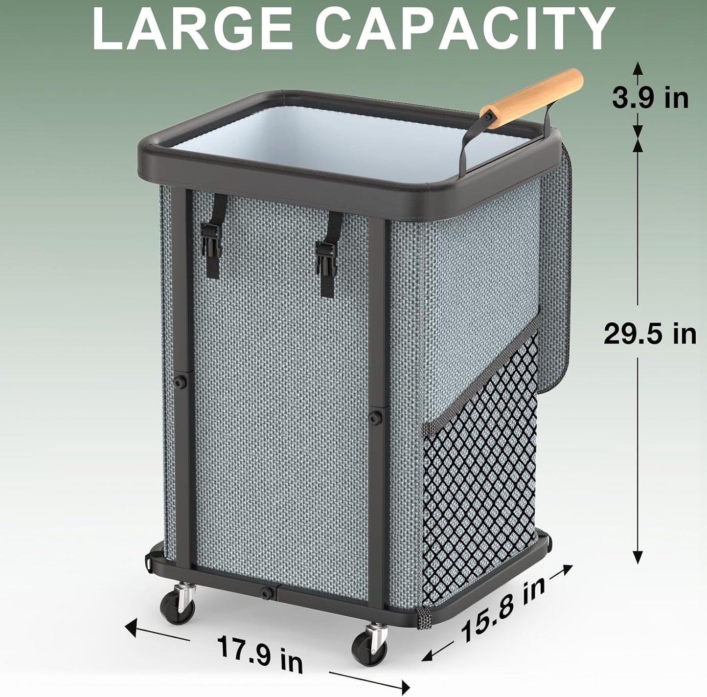230L (60 Gal) Extra Large Fashion Laundry Sorter 3 Section with Lid, Rolling Laundry Basket Hamper with Handle, Laundry Organizer Storage Cart with Sturdy Metal Frame for Laundry Room, Hotel, White