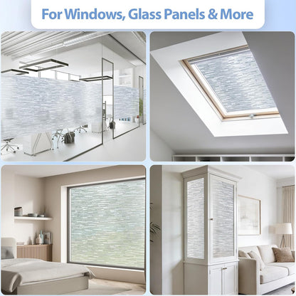GTJ Frosted Window Privacy Film, Static Cling No Glue Removable Reusable, UV Blocking Glare & Heat Reduction, for Bathroom Glass Door Home Office, 17.5" x 78.7"in
