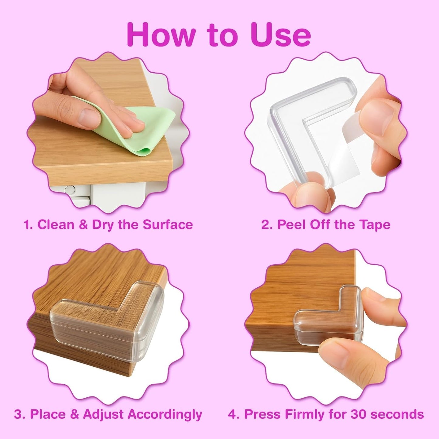 15 Pcs L-Shape Corner Protector for Baby Proofing – Clear 4cm x 4cm Edge Safety Bumpers for Furniture & Sharp Table Corners – Slim Profile Secure Adhesive Gel Pads Included