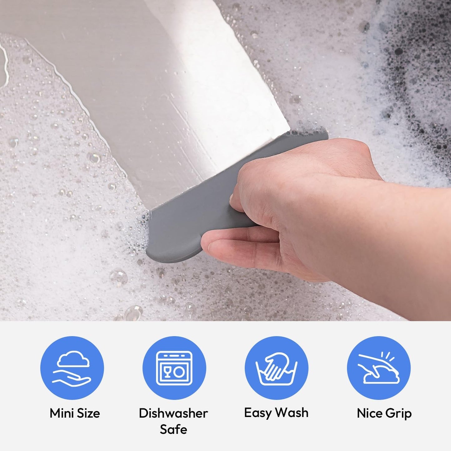 Carrotez Mini Shower Squeegee for Glass Doors, Window Cleaner, 2 Pack, Ivory & Gray