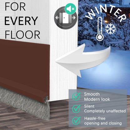 2 Pack Door Sweep Brush, Under Door Draft Stoppers with Brush, Draft Stopper for Bottom Reduce Noise, Weather Stripping for Doors Exterior with Self Adhesive, 2" W x 39" L, White