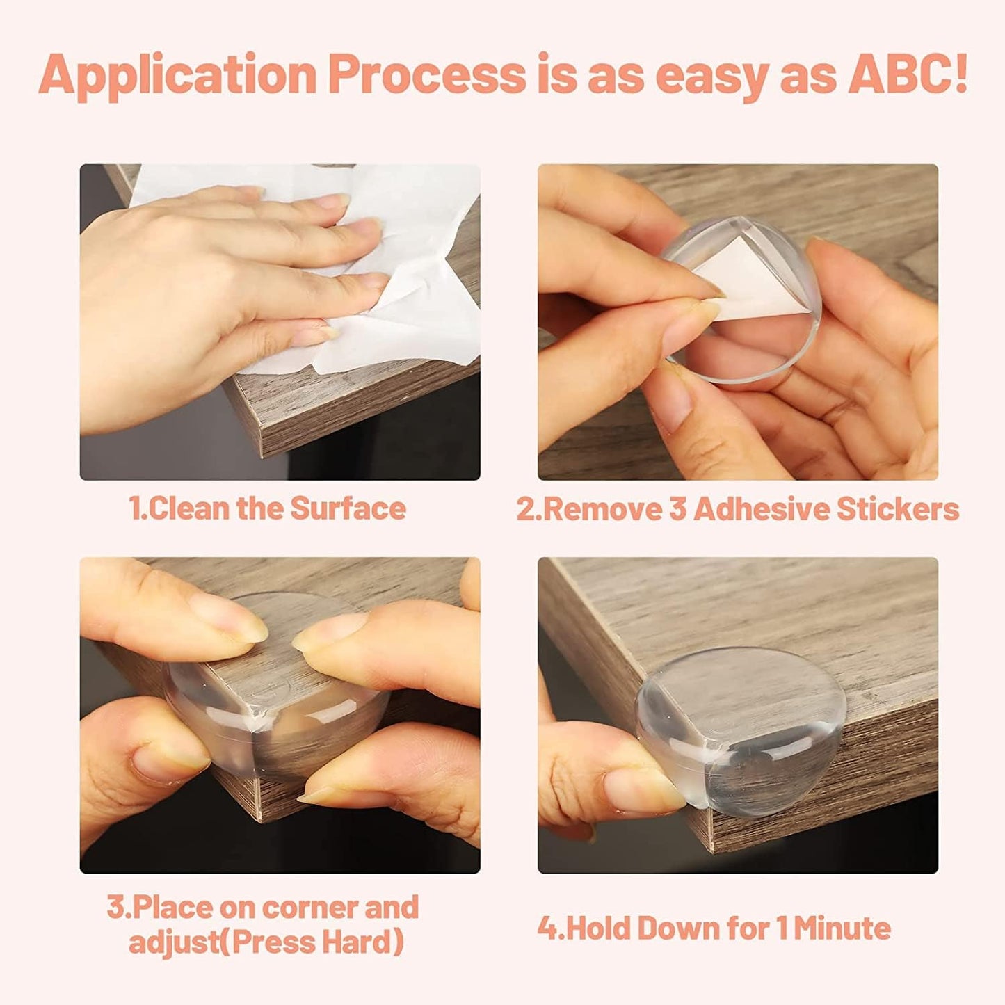 [24 Packs] BECOMTO Baby Safety Corner Guards,Premium Clear Furniture Edge Corner Protector with Strong 3M Gel Stickers Adhesive,Baby Safety Desk Table Sharp Corner Cushion Padding,Crystal Technology