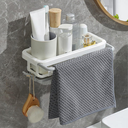 IMIKEYA Kitchen Retractable Dishcloth Holder Wall-mounted Rag Shelf White 210g No-drill Sponge Rack for Sink Organization Home Cleaning Supplies