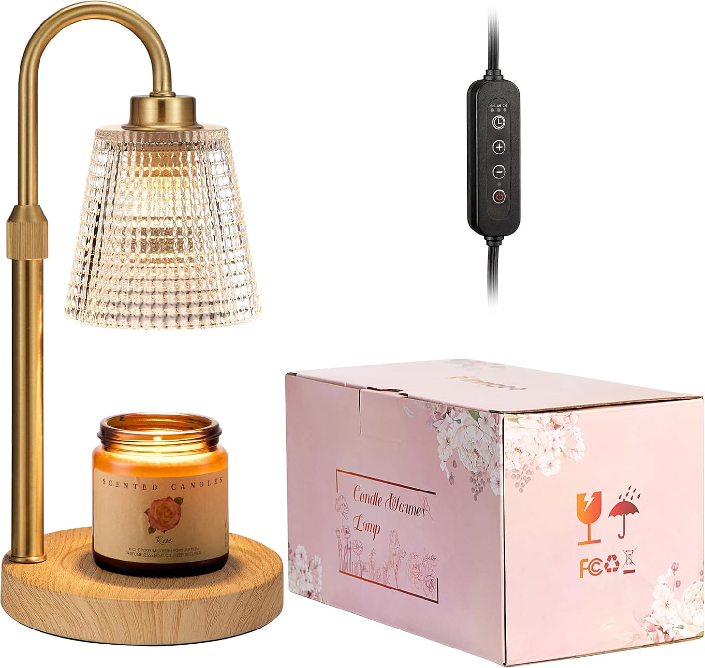 Innqoo Candle Warmer Lamp with Timer, Dimmable Candle Warmer for Jar Candles, Height Adjustable Wax Melts Warmer, Birthday Gifts for Women Mom, House Warming Gifts New Home Decor