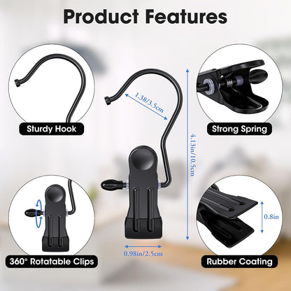 Boot Hangers Clips for Closet, Laundry Hooks Hanging Clips Clothes Pins Boot Holder Clips Space Saving Portable for Travel Tall Boots Socks Towel Jeans Hats (24, Multi)