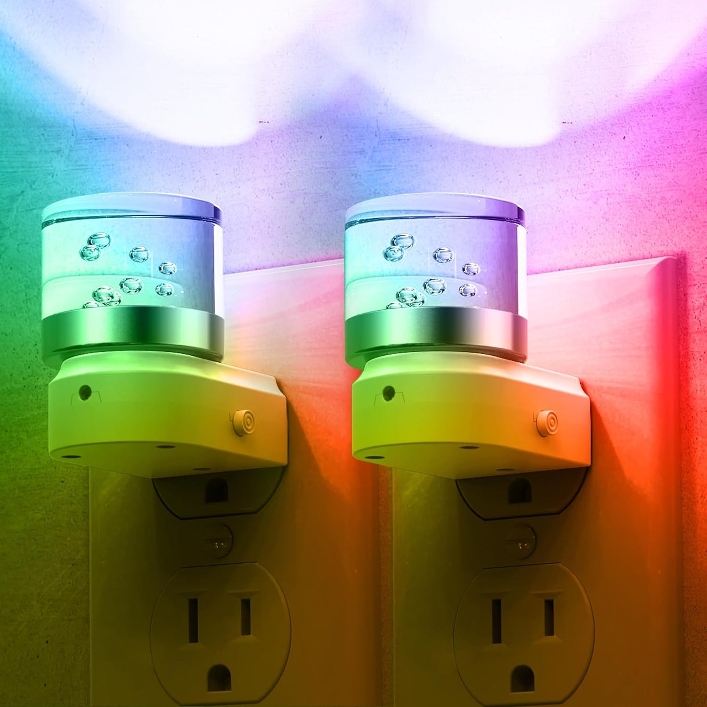 L LOHAS LED Night Light, Bubble Night Lights Plug into Wall,2 Pack 3000K/4000k/5000K Adjustable Color Temperature Night Light,Dimmable Nightlights with Dusk to Dawn Sensor for Rooms Bathroom Hallway