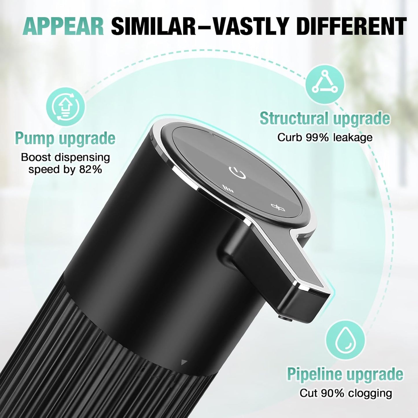 2 Pack Automatic Soap Dispenser: 14oz Plastic - Foaming Touchless 4 Level Adjustable Wall Mount Foam Black Rechargeable Electric Auto Smart Soap Dispenser Set - Bathroom Kitchen Hand Dish Lotion
