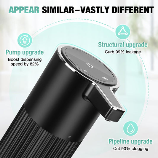 2 Pack Automatic Soap Dispenser: 14oz Plastic - Foaming Touchless 4 Level Adjustable Wall Mount Foam Black Rechargeable Electric Auto Smart Soap Dispenser Set - Bathroom Kitchen Hand Dish Lotion