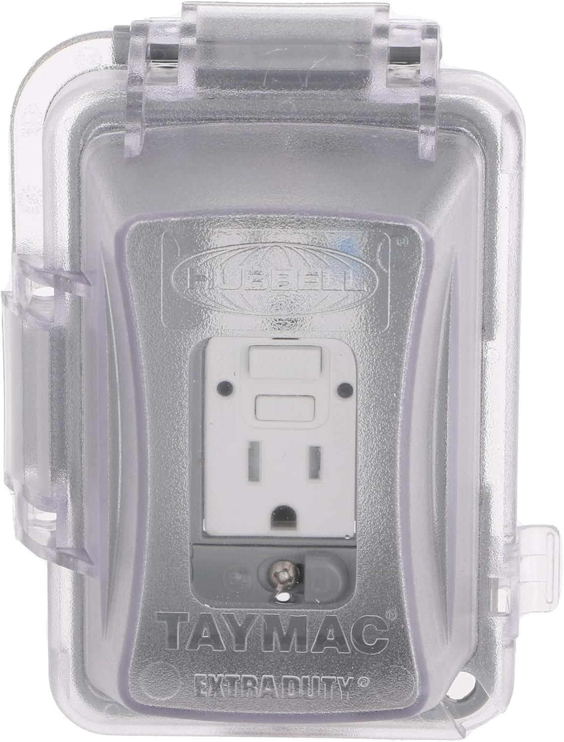 TAYMAC MKG420CS Nonmetallic Extra Duty Complete in-Use Cover 15 Amp WRTR Self Test GFCI Kit, 1-Gang, Clear/Gray