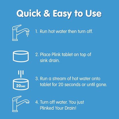 Plink Fizzy Drain Cleaner and Freshener, Prevents Drain Clogs and Buildup, Removes Odors from Bathroom and Kitchen Sinks, Septic-Friendly, Made in the USA, Lemon Scent, 18 Tablets