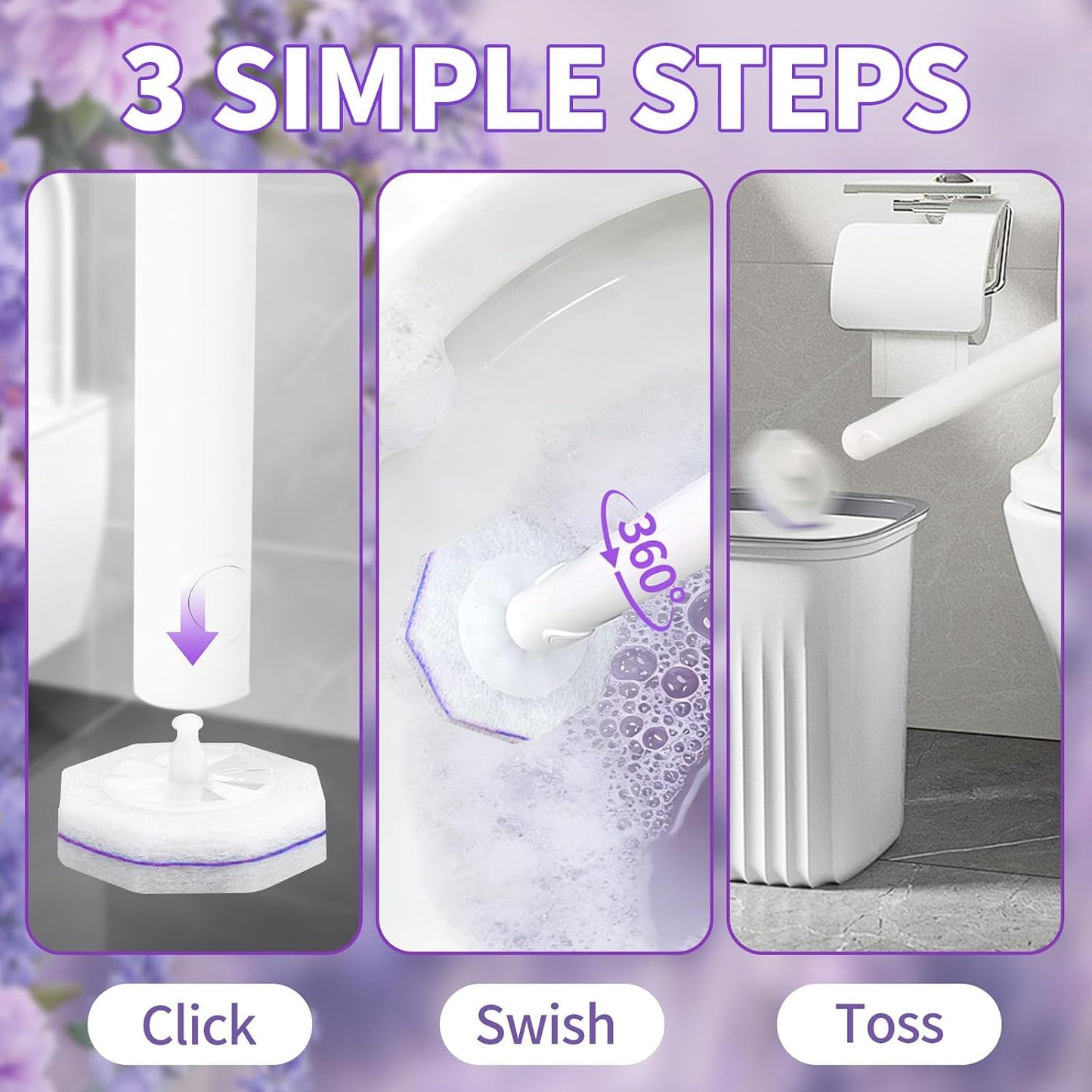Toilet Bowl Wand Refills for Clorox, Toilet Cleaner Refills,100 Count | Compatible with Clorox Toilet System, Pre-Loaded Cleaner, 3-Layer Scrub Pads, 4X Cleaning Power , Lemon Lavender Scent
