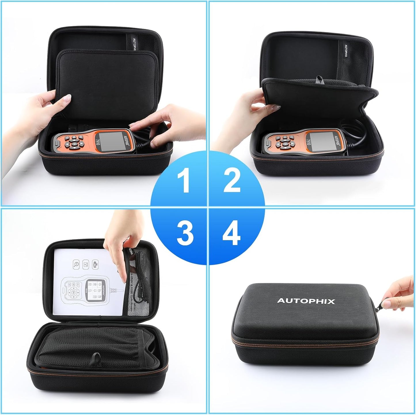 AUTOPHIX Storage Bag Protective Case for OBD2 Scanner - Storage Bag for Code Reader, Diagnostic Scan Tool & Battery Tester