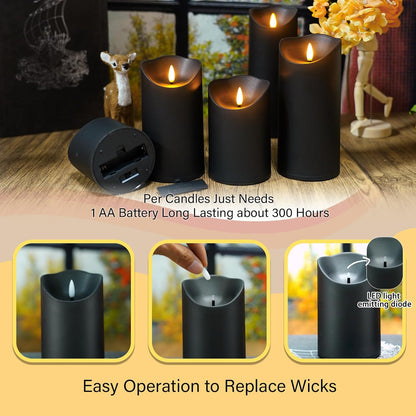Nimiko Flameless Candles with Remote, Battery Operated Flickering Flameless Candles, LED Candles with Timer 2/4/6/8H, with Realistic LED Candles Set of 9 (D3 x H 3" 4" 5" 6" 7") (White)