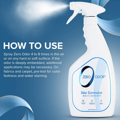Zero Odor – Multi-Purpose Odor Eliminator - Air & Surface Odor – Patented Technology for Bathroom, Kitchen, Fabric, Closet- Smell Great Again, 16oz