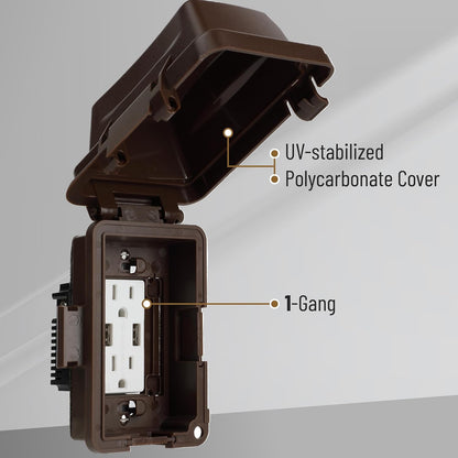 Bates- Weatherproof Electrical Outlet Cover, 1-Gang Outdoor Plug Cover | For Protection Against Rain Dust & Outdoor Use