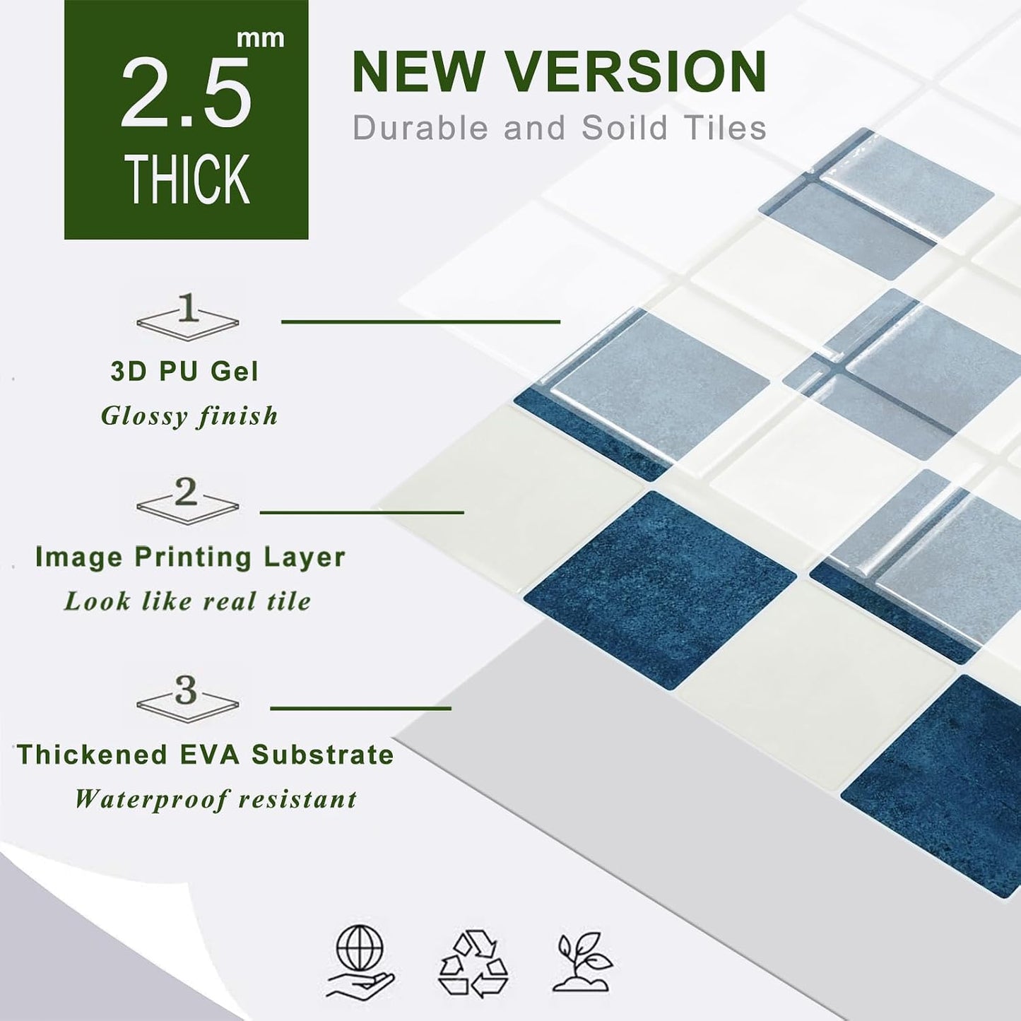 STICKGOO 10 Sheets Peel and Stick Backsplash - 9" x 9" 4D Adhesive Peel and Stick Tile Backsplash for Kitchen&Bathroom