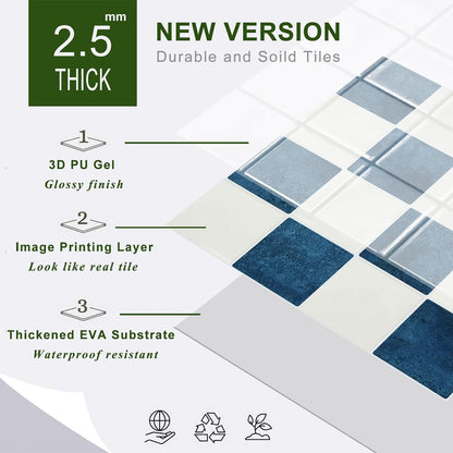 STICKGOO 10 Sheets Peel and Stick Backsplash - 9" x 9" 4D Adhesive Peel and Stick Tile Backsplash for Kitchen&Bathroom