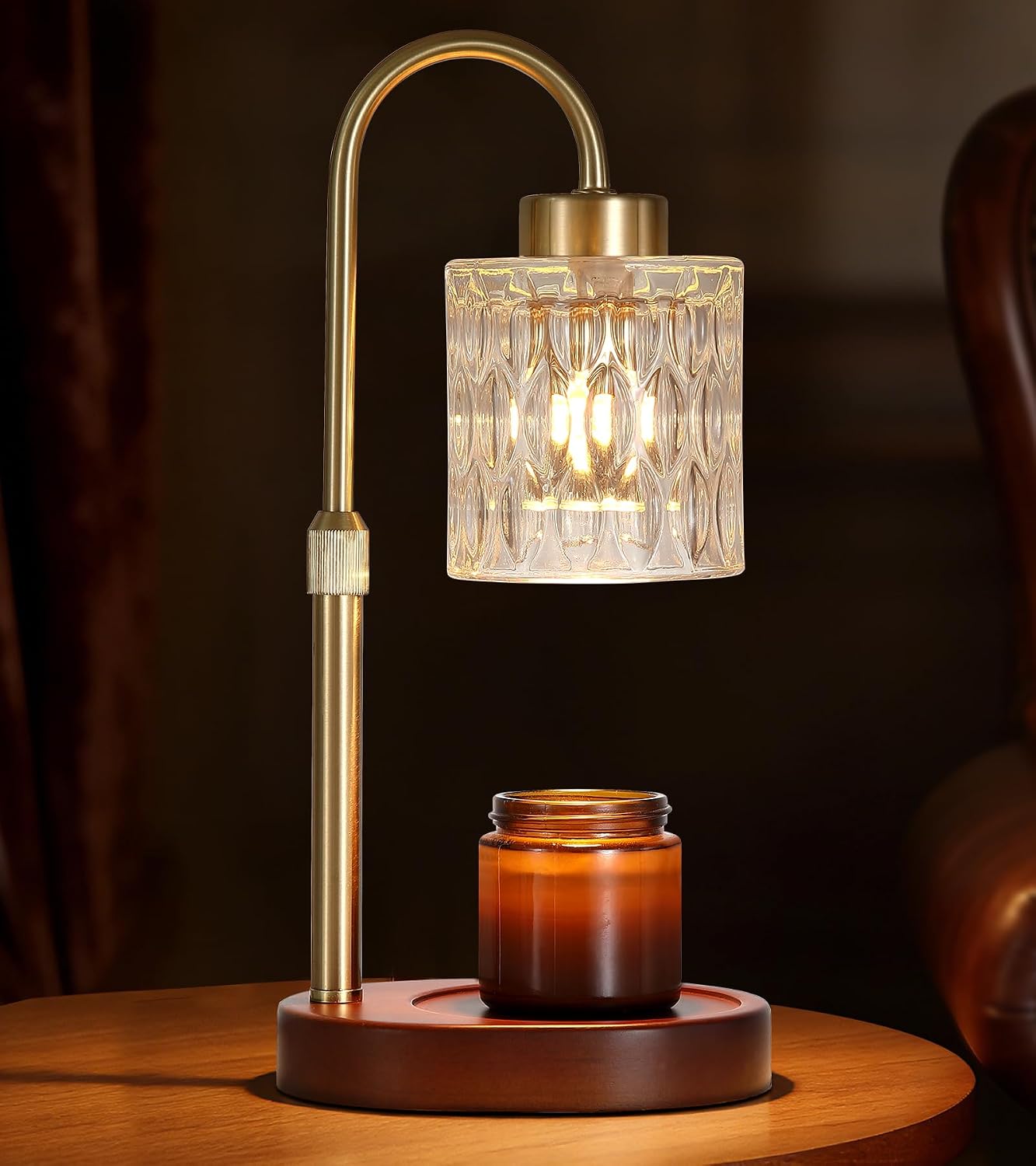 MEIXISUE Candle Warmer Lamp with Timer and Dimmer,Electric Gold Light Gifts for Women Melt Wax Warmer Lamp with 2 Bulbs for Candle Jars House Warming New Home Decor Bedroom