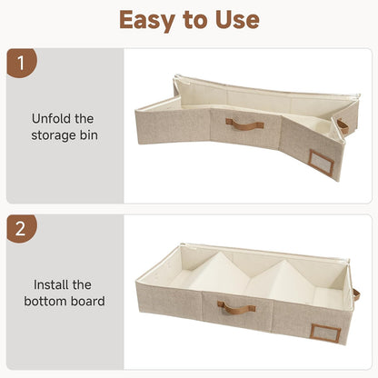 StorageWorks Large Under Bed Storage Containers with Handles and Label Holder, 2 Pack Ultra-thick Fabric Underbed Bins, Closet Organizer for Clothes, Blankets, Sweater