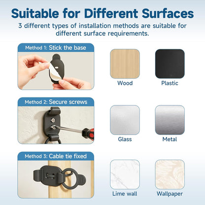 Adjustable Cable Management Clips, Self Adhesive Cord Organizer with Elastic Loop, Reusable Cable Holder for Desk, Under Desk, Wall, TV, Office, Home, Charging Cables, USB, HDMI, PC Wires (10)