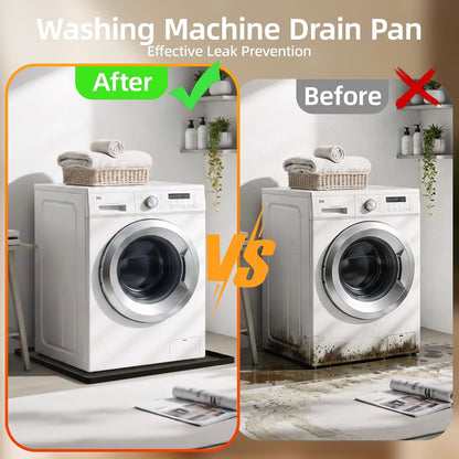Washing Machine Drain Pan Silicone Mat, 32 x 30 Inch Washer Drip Tray, Non-Slip Waterproof Washer Tray for Floor Protection, Anti-Vibration Mat for Washer or Dryer