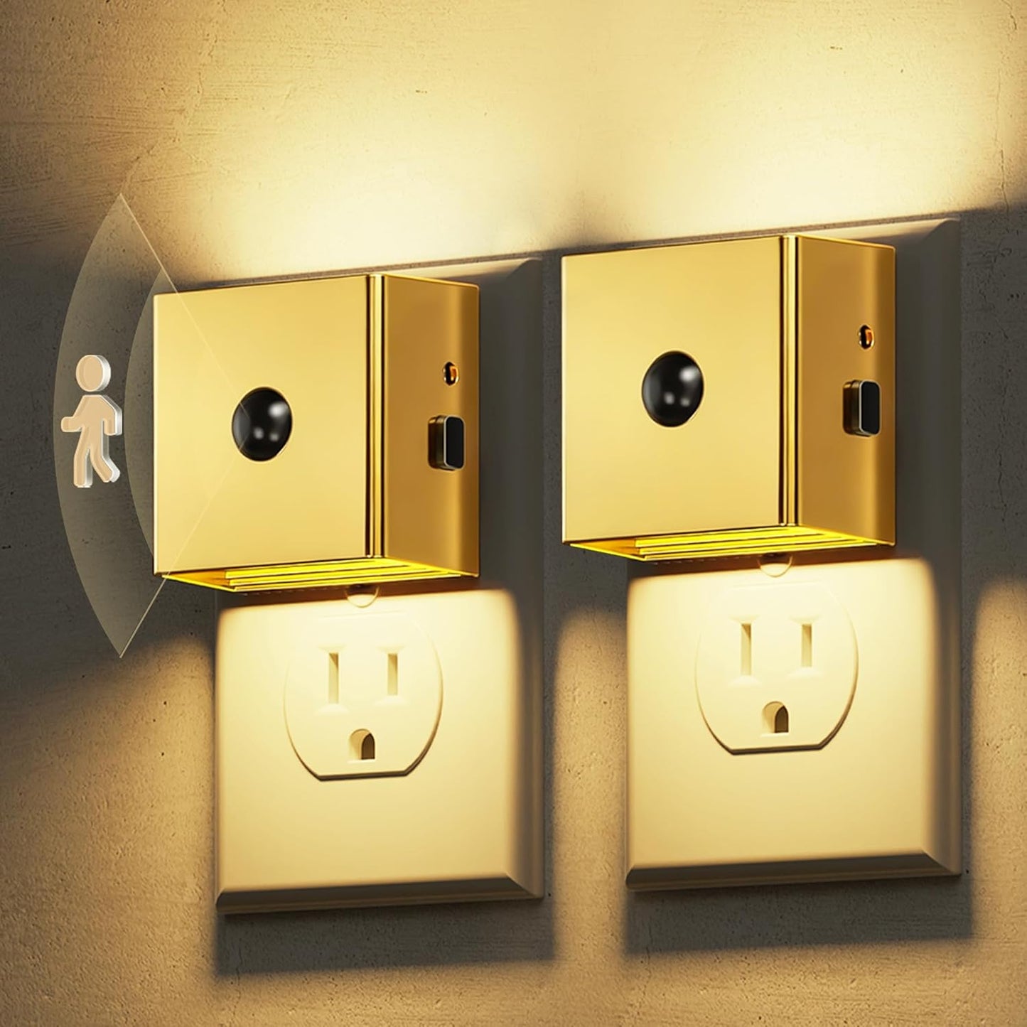 L LOHAS LED Motion Sensor Night Light, [2-Pack] Plug in Night Light with Motion Sensor and Dusk to Dawn Sensor, Brightness Adjustable, 3000K Soft White Nightlight for Bathroom Hallway Kitchen