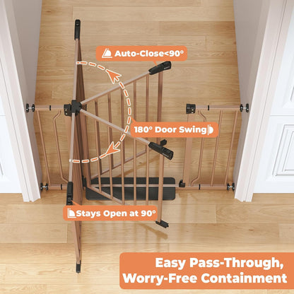 Baby Gate No Drilling, 29"-40" Auto Close Dog Gate Indoor for Doorways & Stairs, Pressure Mounted Adjustable Pet Gate, Easy Walk Through Child Gate for Children & Pets Stroller Friendly, White