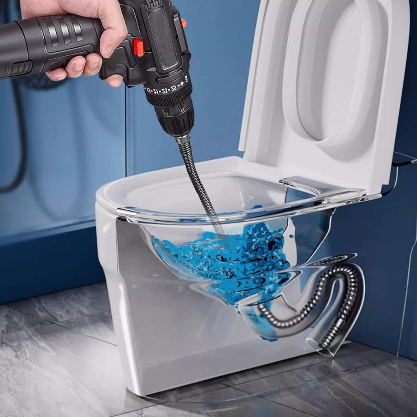Amonk Drill Snake for Plumbing 9.84Ft Drain Clog Remover Drain Auger Cable with Drill Connector 10mm Flexible Plumbing Drill Pipe Cleaner for Kitchen, Bathroom, Toilet and Shower Sink