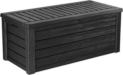 Keter 150 Gallon Resin Large Deck Box Organization and Storage Box for Patio, Outdoor Cushions, Garden Tools, Brown | Hydraulic Pistons, Resin, Weatherproof
